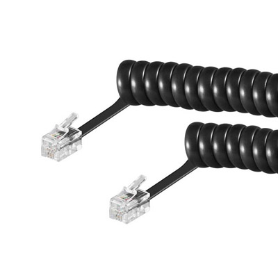 Cable Rizado 5m. 4 V. Negro